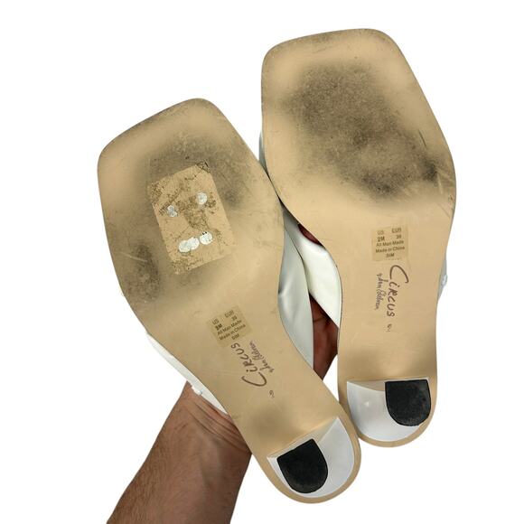 Circus Sam Edelman White Leather Sim Heeled Sandals 9 - Picture 6 of 7